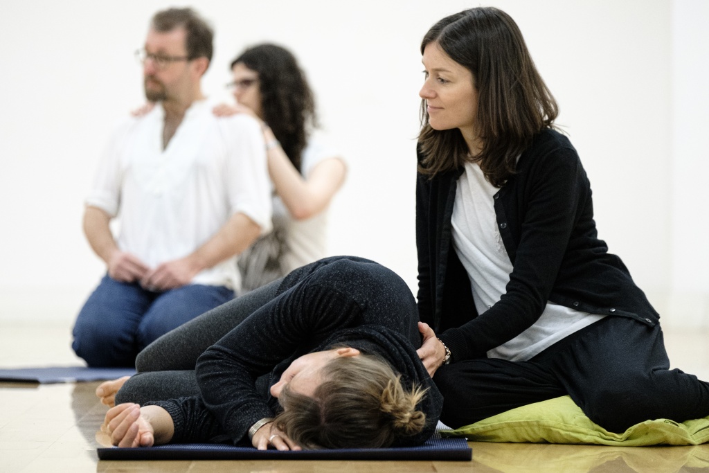 Network members exploring touch during the workshop